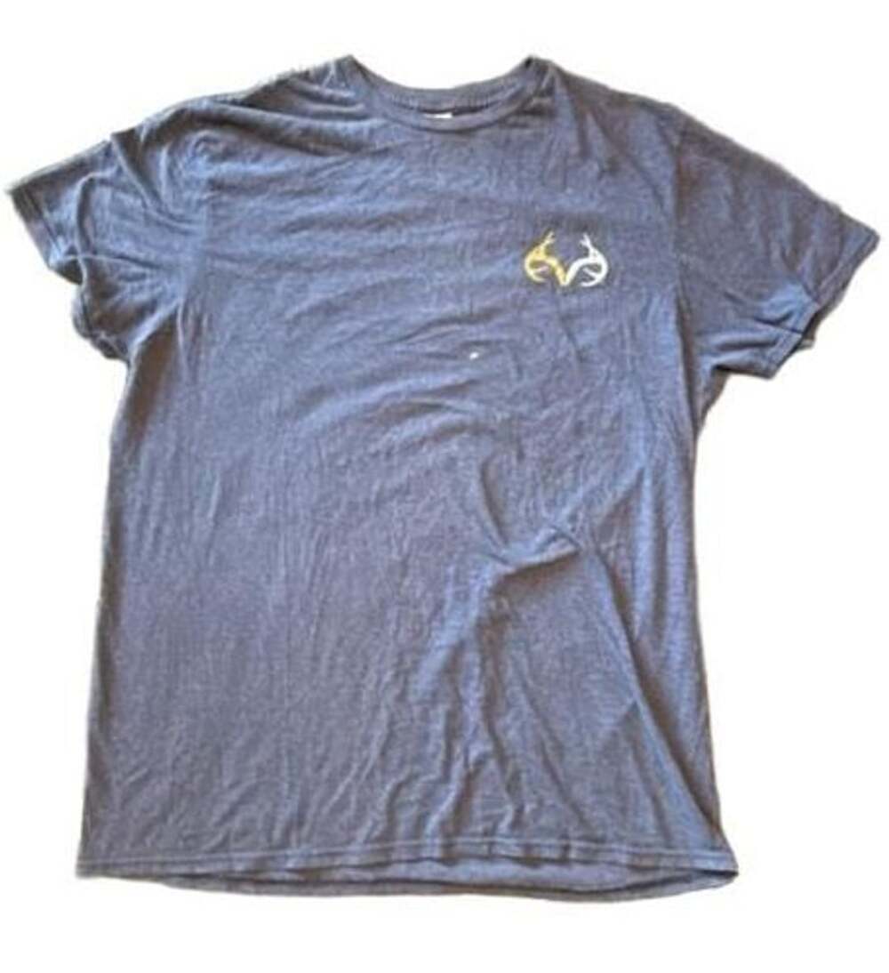 Realtree Hunters Unite T-Shirt Size L Blue Antler Logo Graphic Tee